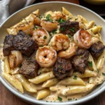 Blackened Steak and Shrimp Alfredo