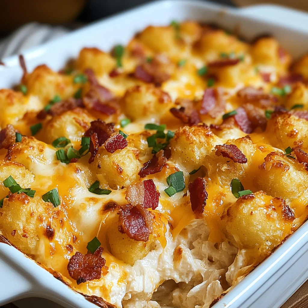 Easy Chicken Bacon Ranch Tater Tot Casserole