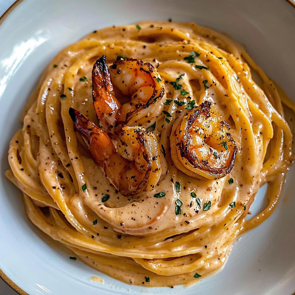 Easy Creamy Shrimp Linguine Recipe (with Garlic)