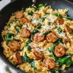 Creamy Chicken Sausage Orzo Skillet