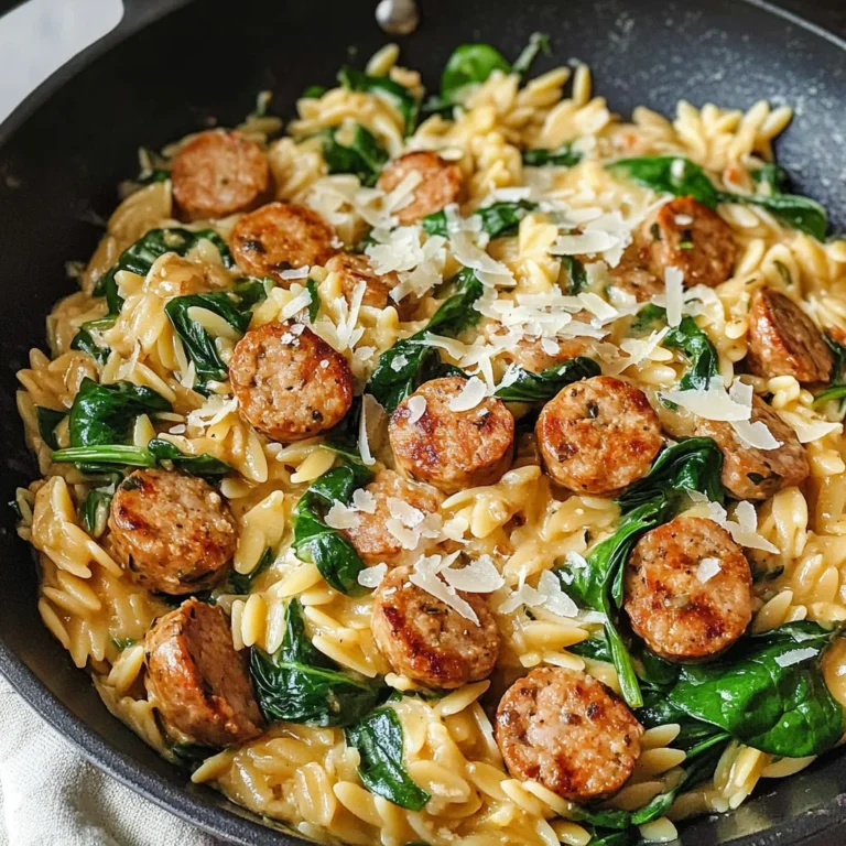 Creamy Chicken Sausage Orzo Skillet